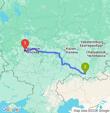 Маршрут из Москвы в Оренбург