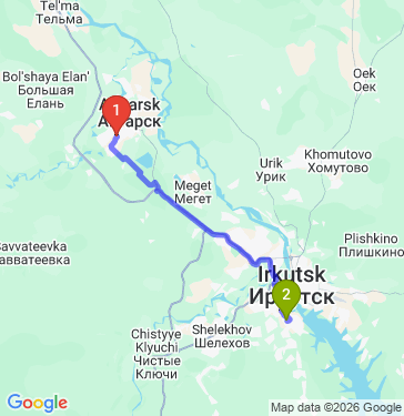 Маршрут из Ангарска в Иркутск