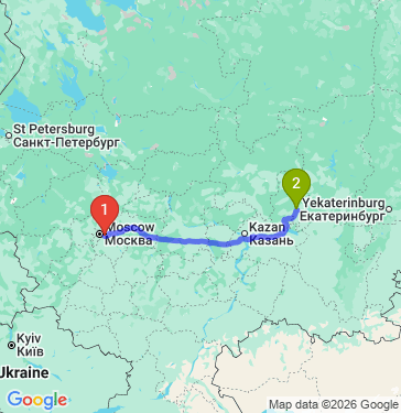 Маршрут из Москвы в Удмуртскую Республику