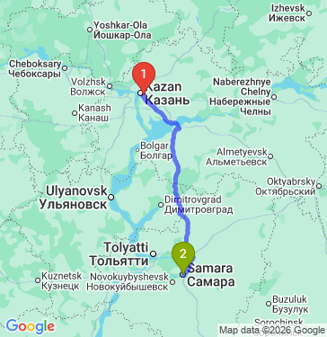 Маршрут из Казани в Самару