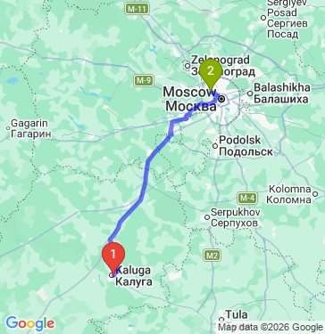 Маршрут из Калуги в Москву