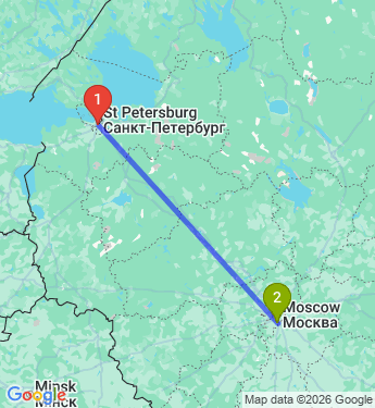 Маршрут из Санкт-Петербурга в Москву