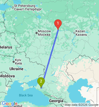 Маршрут из Афонино в Краснодар