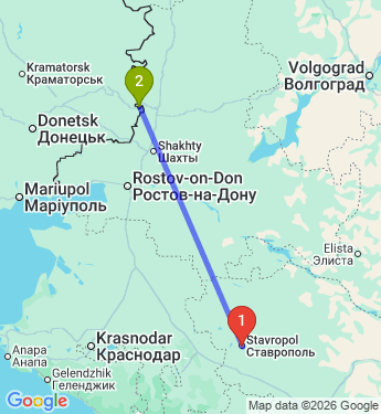 Маршрут из Ставрополя в Донецк