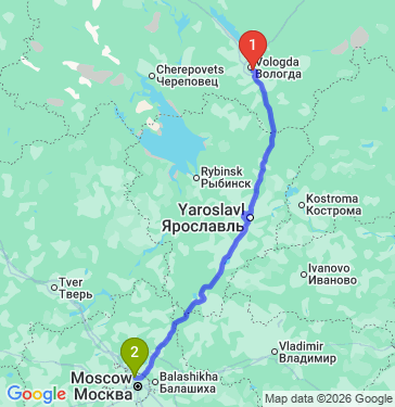 Маршрут из Вологды в Москву