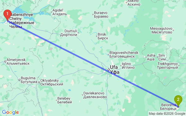 Маршрут из Набережных Челнов в Белорецк