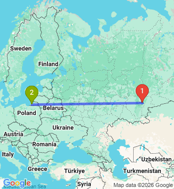 Маршрут из Сатки в Калининград