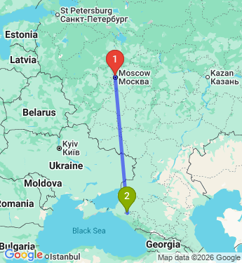 Маршрут из Химок в Краснодар