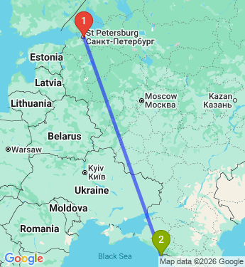 Маршрут из Санкт-Петербурга в Сириус