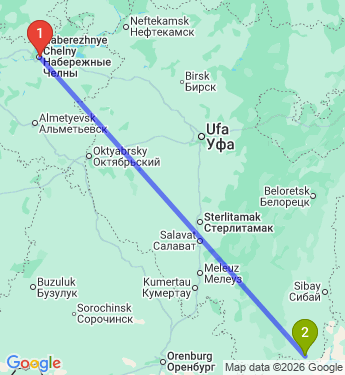 Маршрут из Набережных Челнов в Акъяра