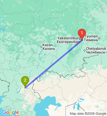 Маршрут из Екатеринбурга в Волгоград