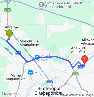 Маршрут из Симферополя в Молодёжный