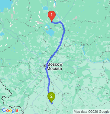 Маршрут из Шексны в Ельца