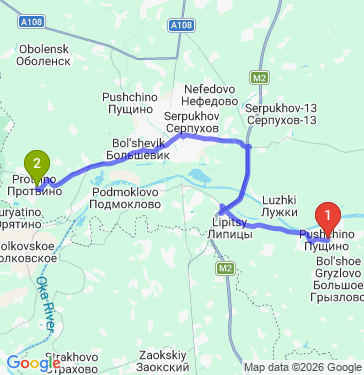 Маршрут из Пущина в Протвино
