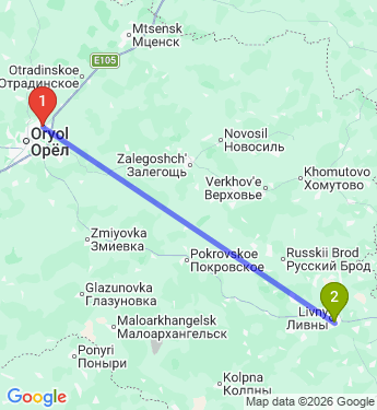 Маршрут из Орла в Жилину