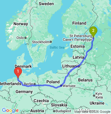 Маршрут из Бремерхафена в Санкт-Петербург