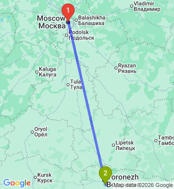 Маршрут из Москвы в Воронеж
