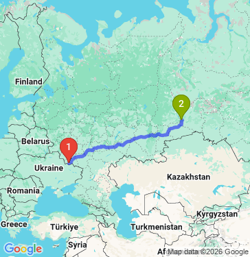 Маршрут из Белгорода в Тюмень