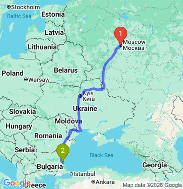 Маршрут из Москвы в Бургаса