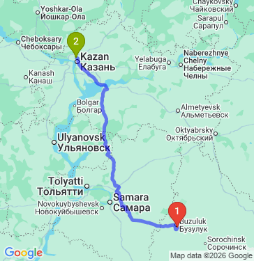 Маршрут из Бузулука в Казань