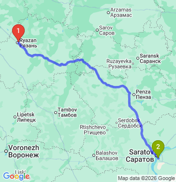 Маршрут из Рязани в Энгельс