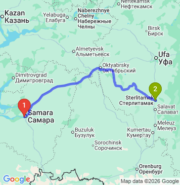 Маршрут из Самары в Стерлитамак