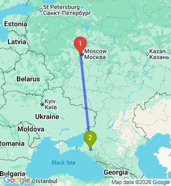 Маршрут из Одинцова в Краснодар
