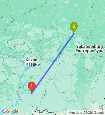 Маршрут из Самары в Пермь