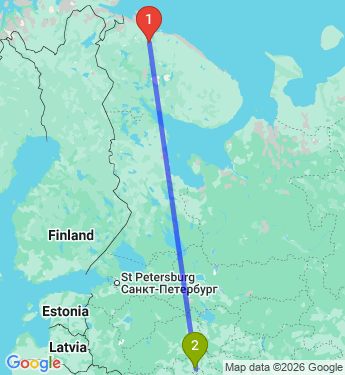Маршрут из Мурманска в Москву