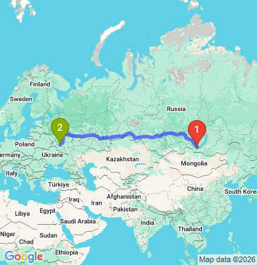 Маршрут из Иркутска в Орла