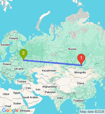 Маршрут из Иркутска в Москву
