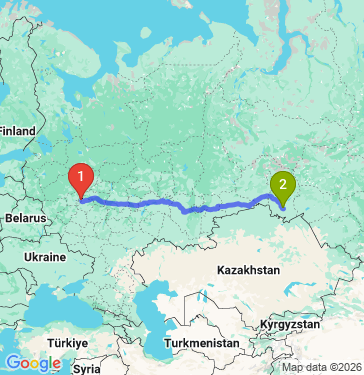 Маршрут из Москвы в Омск
