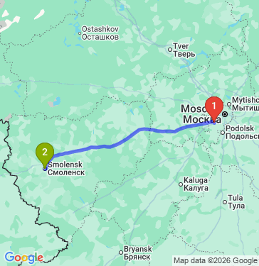 Маршрут из Москвы в Смоленск