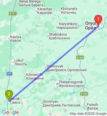 Маршрут из Орла в Севск