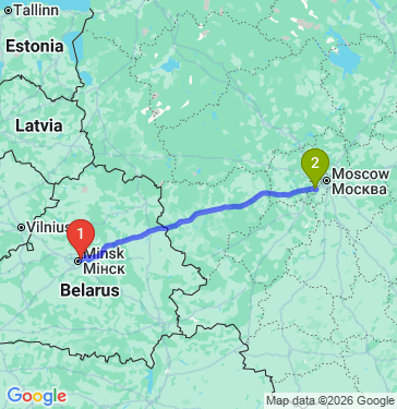 Маршрут из Минска в Большое Свинорье