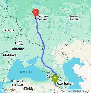 Маршрут из Москвы в Ереван