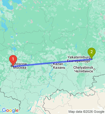 Маршрут из Люберец в Екатеринбург
