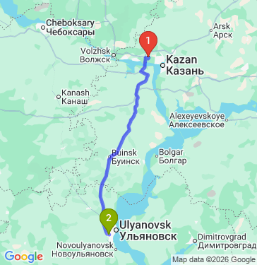 Маршрут из Казани в Ульяновск