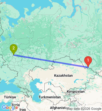 Маршрут из Варшавы в Москву