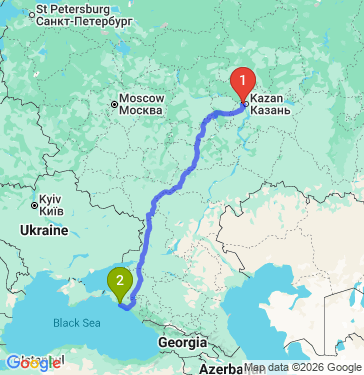 Маршрут из Казани в Геленджик