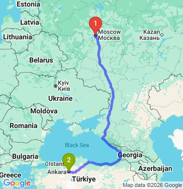Маршрут из Москвы в Анкару