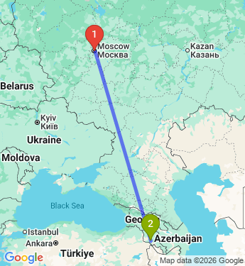 Маршрут из Москвы в Ереван