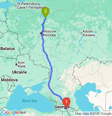 Маршрут из Тбилиси в Рыбинск