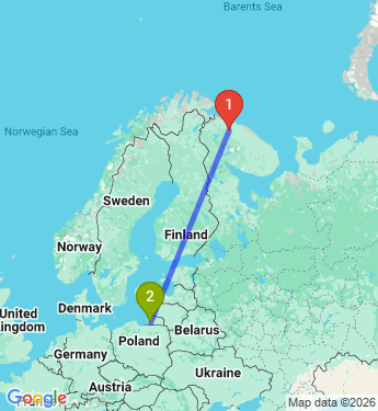 Маршрут из Мурманска в Калининград