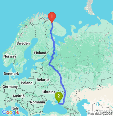 Маршрут из Мурманска в Кучугуров