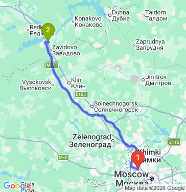 Маршрут из Москвы в Мокшино