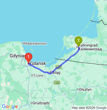 Маршрут из Гданьска в Калининград