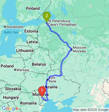 Маршрут из Кишинева в Санкт-Петербург