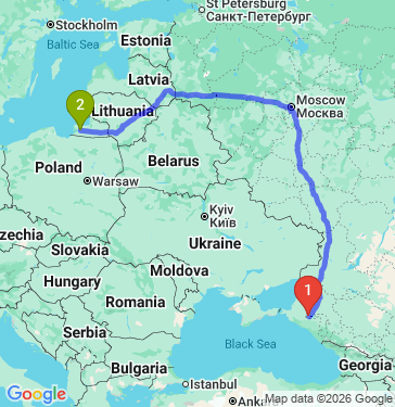 Маршрут из Краснодара в Калининград