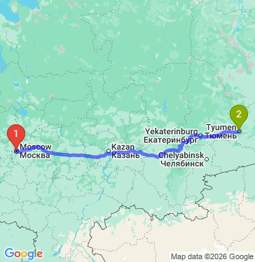 Маршрут из Москвы в Тюмень